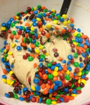 cookie dough with m&m candies
