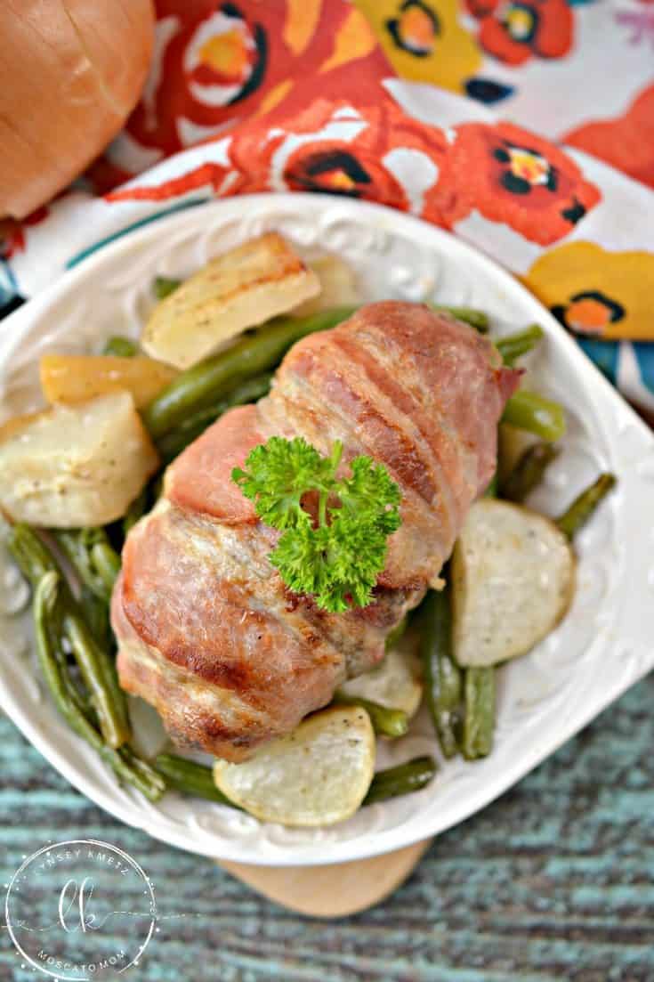 Keto Bacon Wrapped Mini Meatloaf Sheet Pan Meal