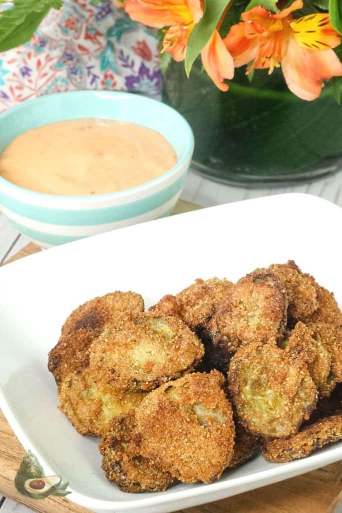 close up low carb fried pickles