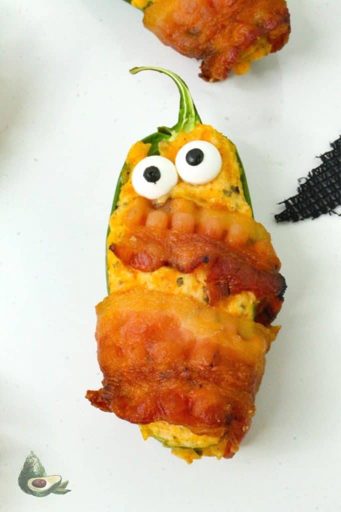 bacon wrapped jalapeno popper with eyes